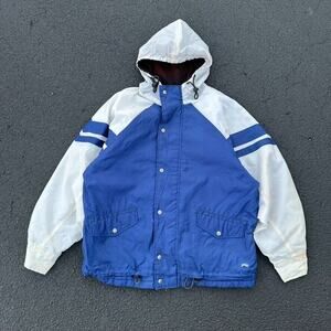 Vintage Rusty Surf Blue White Hooded Windbreaker Jacket